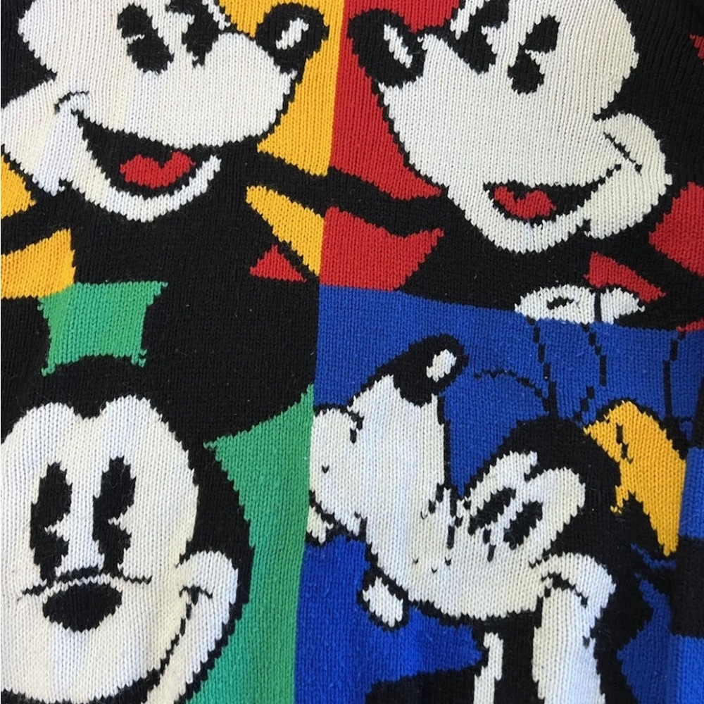 Vintage Mickey & Co Sweater Size Medium Disney Color Block Minnie Goofy Striped - Picture 3 of 3
